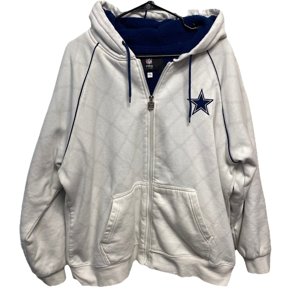 NFL Dallas‎ Cowboys Women's Sherpa Zip Up Hoodie White&Blue Fleece Size XXL